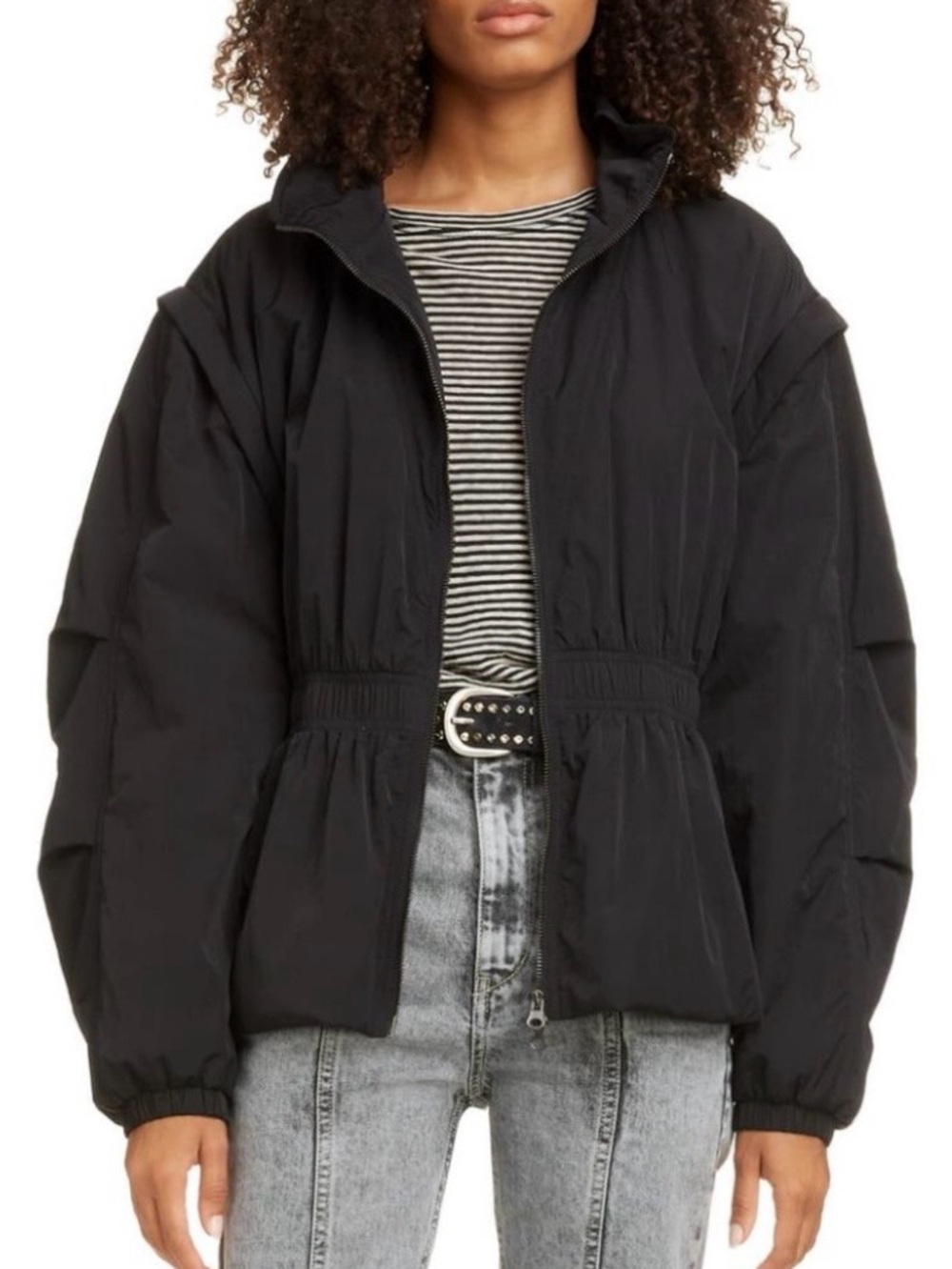 Isabel Marant Etoile Dastya Convertible Rain Coat Jacket Black size 36 / small